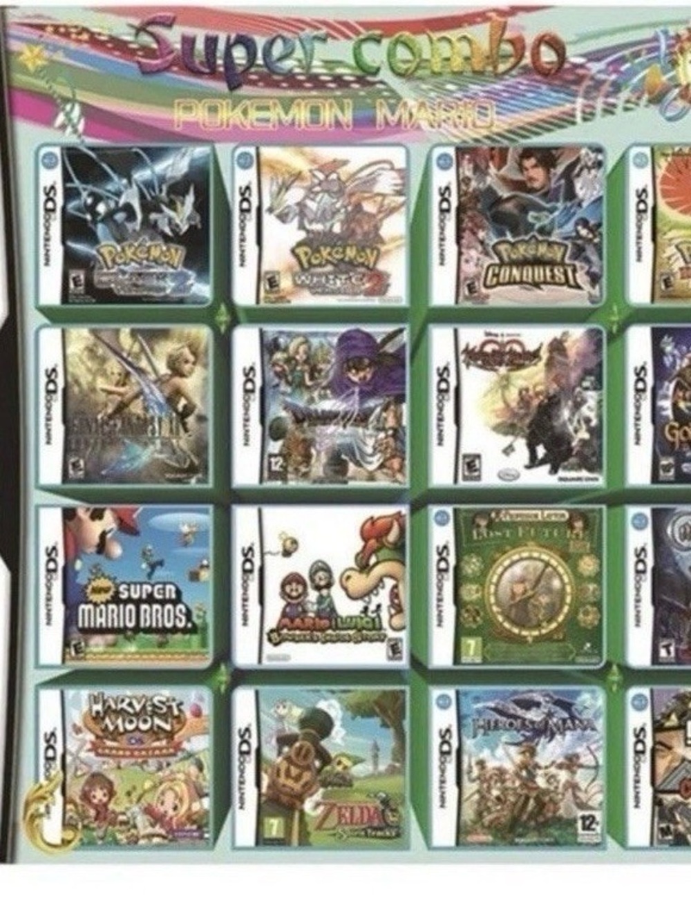 Nintendo DS Game Card Collection with Green Accents